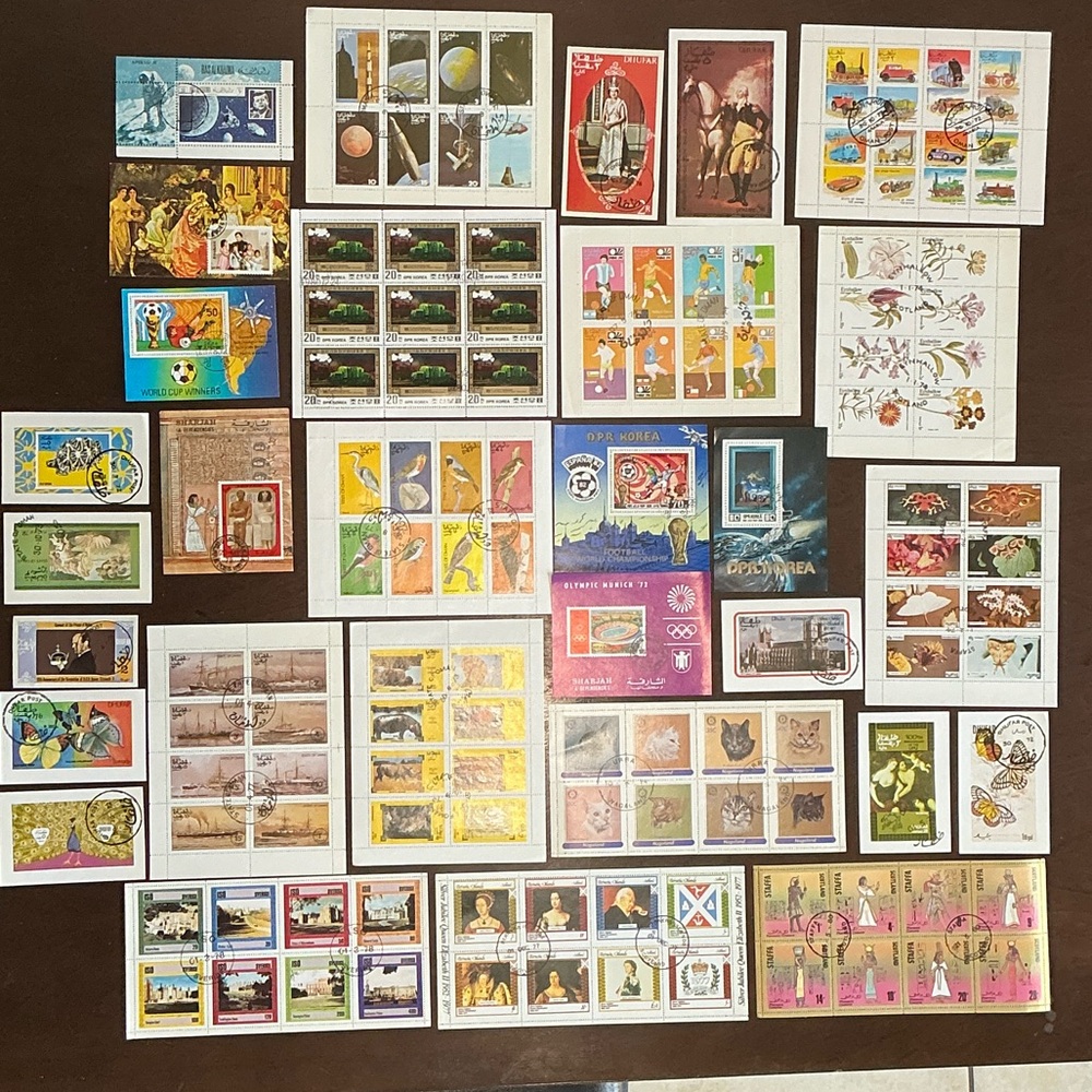 Collection of 30 Worldwide Postage Souvenir Sheets all Different